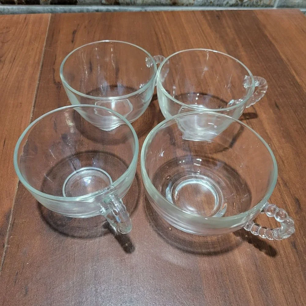 VTG Clear Glassware Snack Set 4 Four Plates Cups